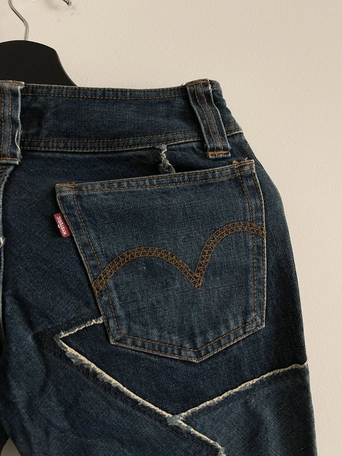 1990s Hysteric Glamour Asymmetrical Patch Denim Jeans