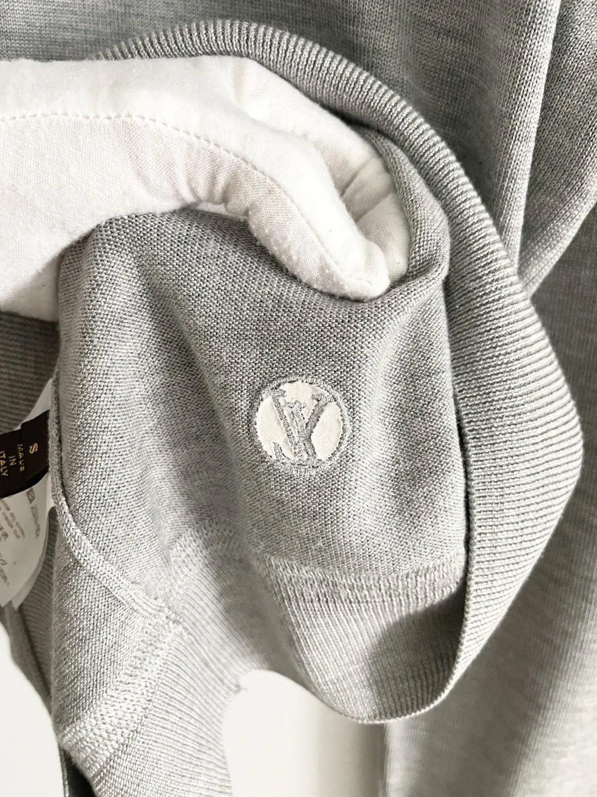 Louis Vuitton Lambskin Leather Patch Logo Sweater