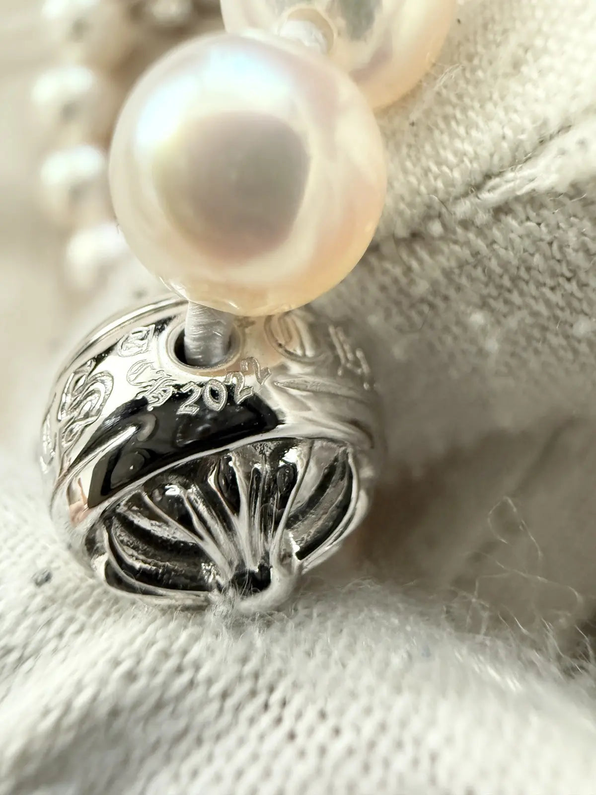 Chrome Hearts Mikimoto White Pearl Bracelet