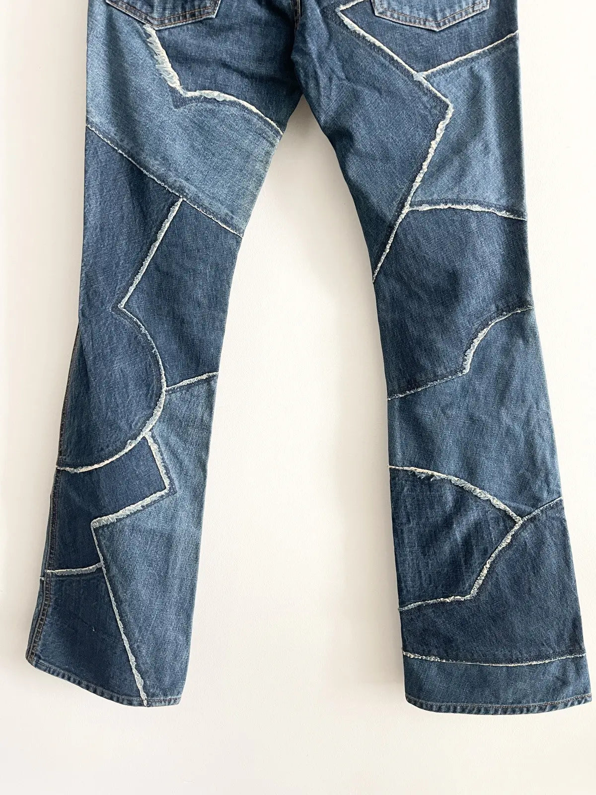 1990s Hysteric Glamour Asymmetrical Patch Denim Jeans