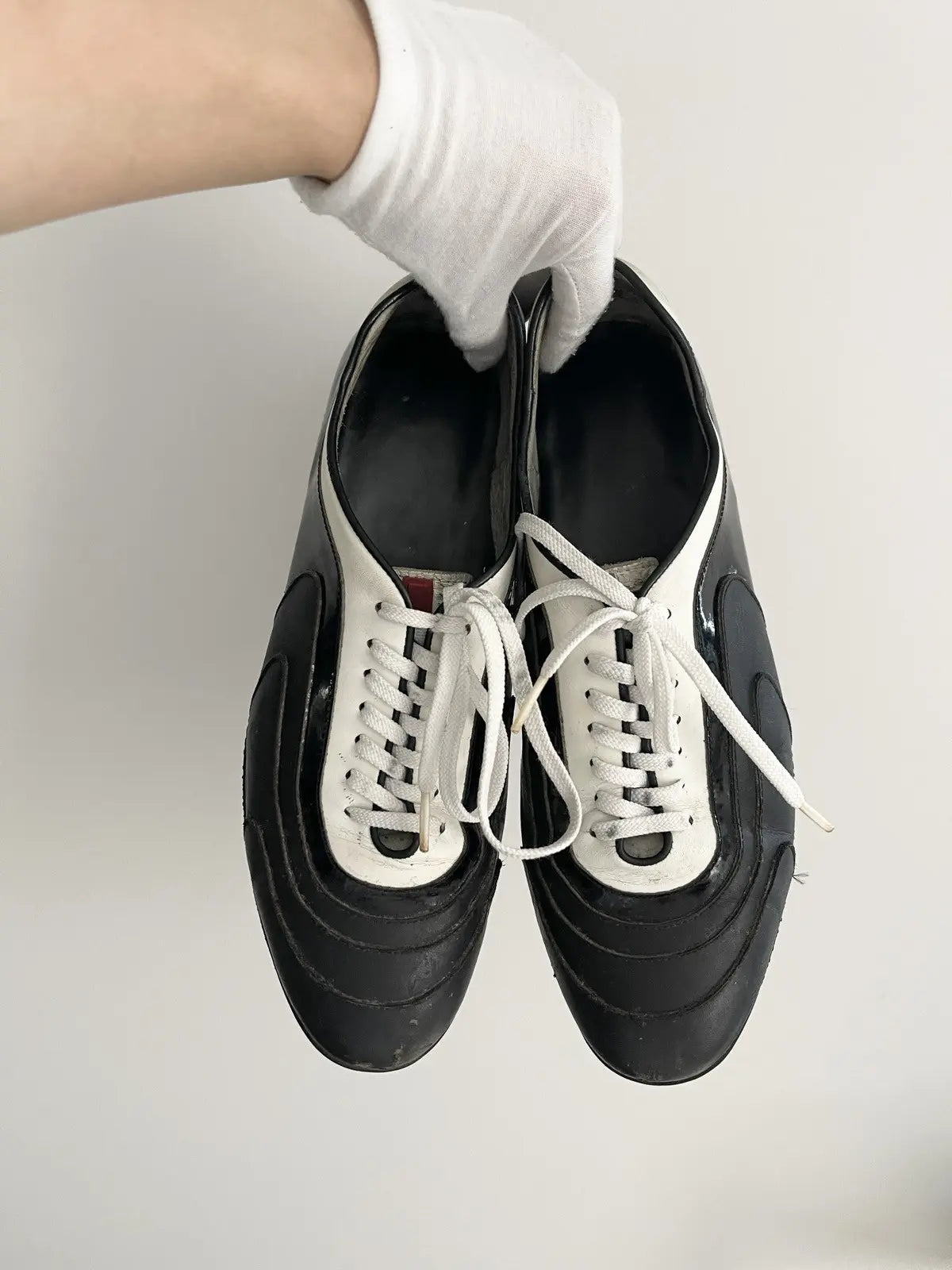 1990s Prada Monte Carlo Panda Color Leather Sneakers