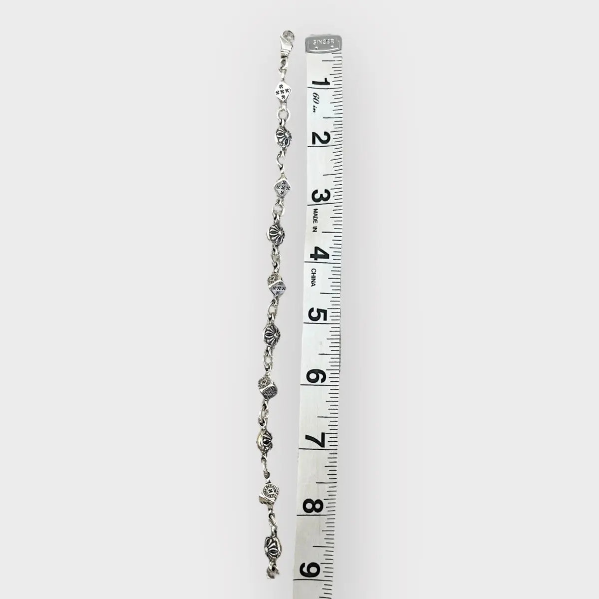 Chrome Hearts 925 Silver Dice Bracelet - 10 Links