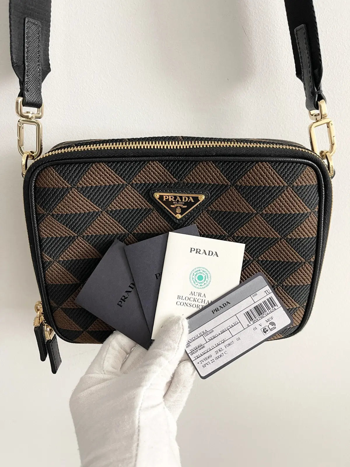 Prada Symbole Triangolo Canapa Crossbody Bag