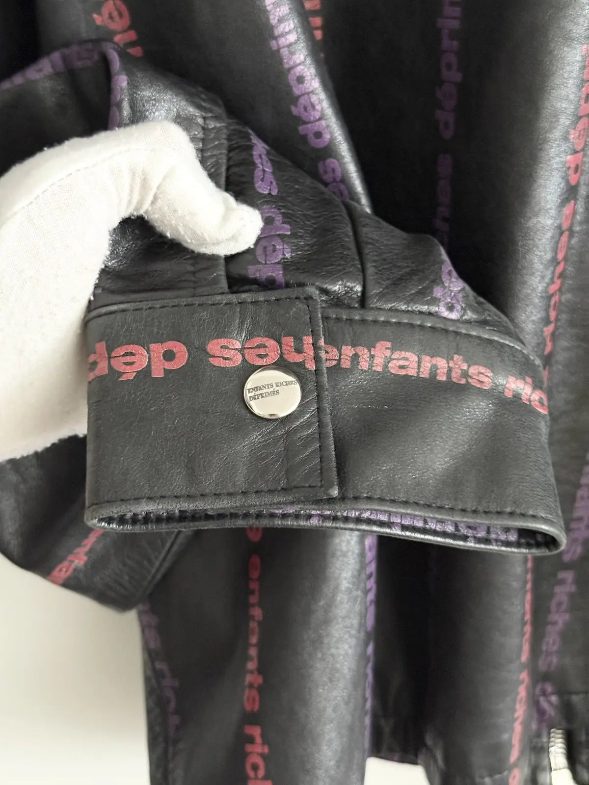 Enfants Riches Deprimes Logo Stripped Leather Jacket