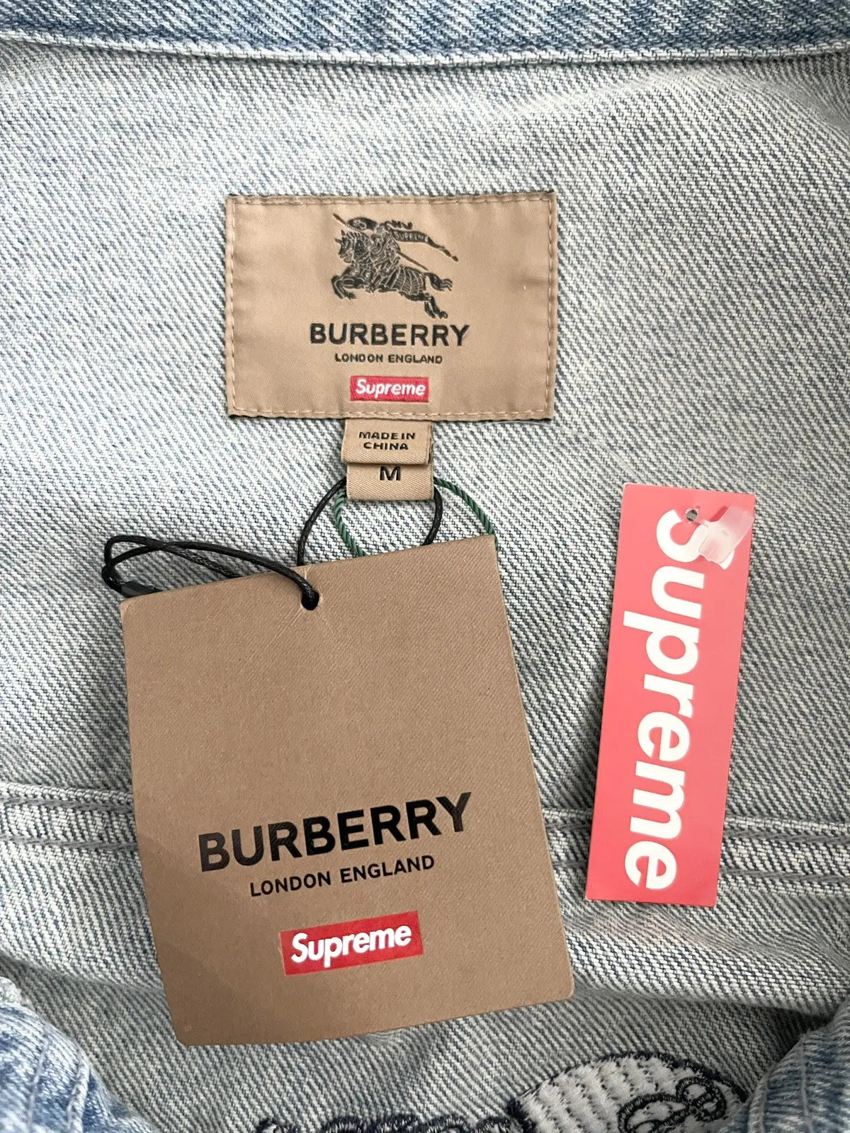 2022 Supreme x Burberry Denim Trucker Jacket