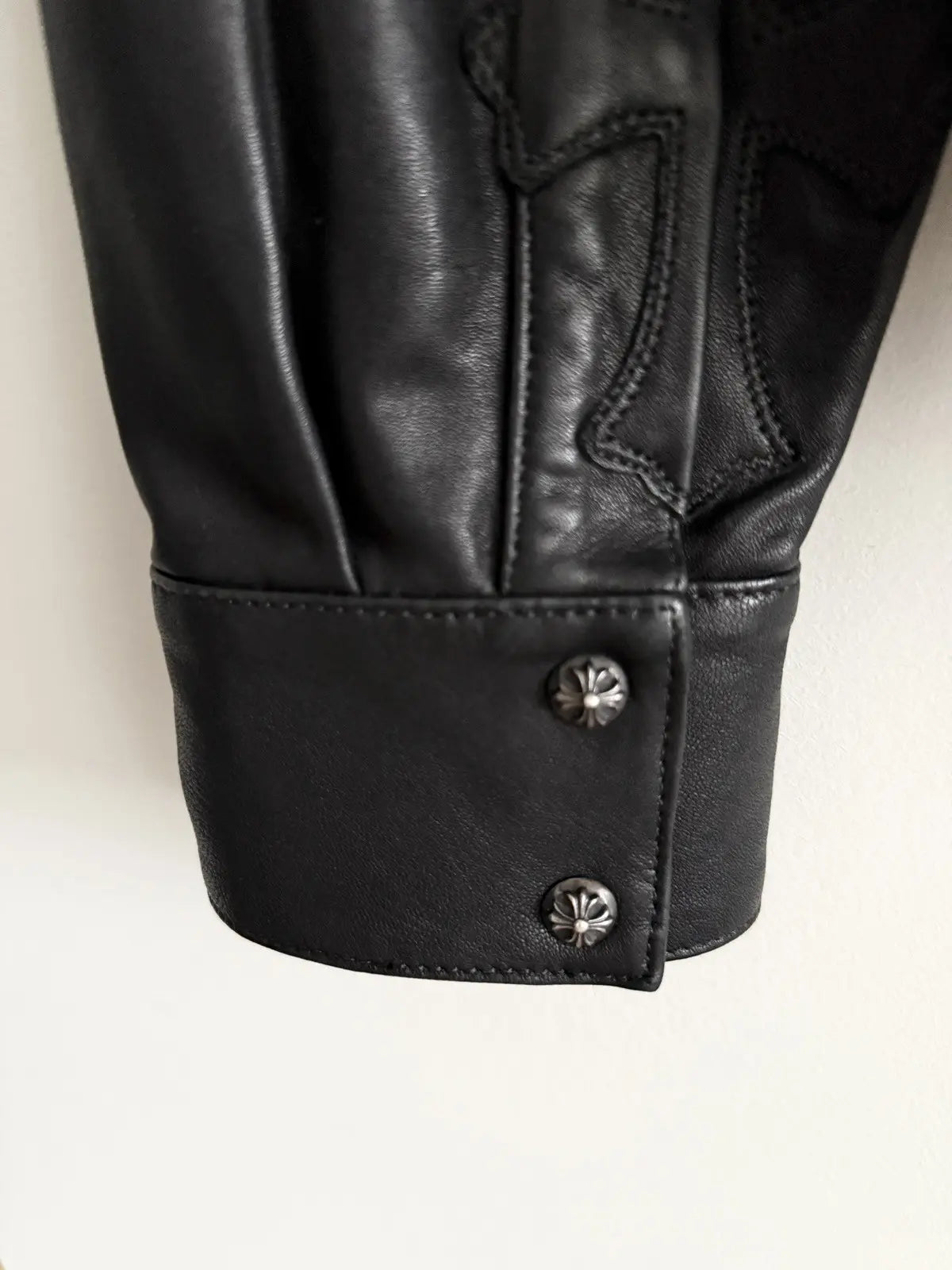 Chrome Hearts Work Dog Fleur Leather Flannel Shirt