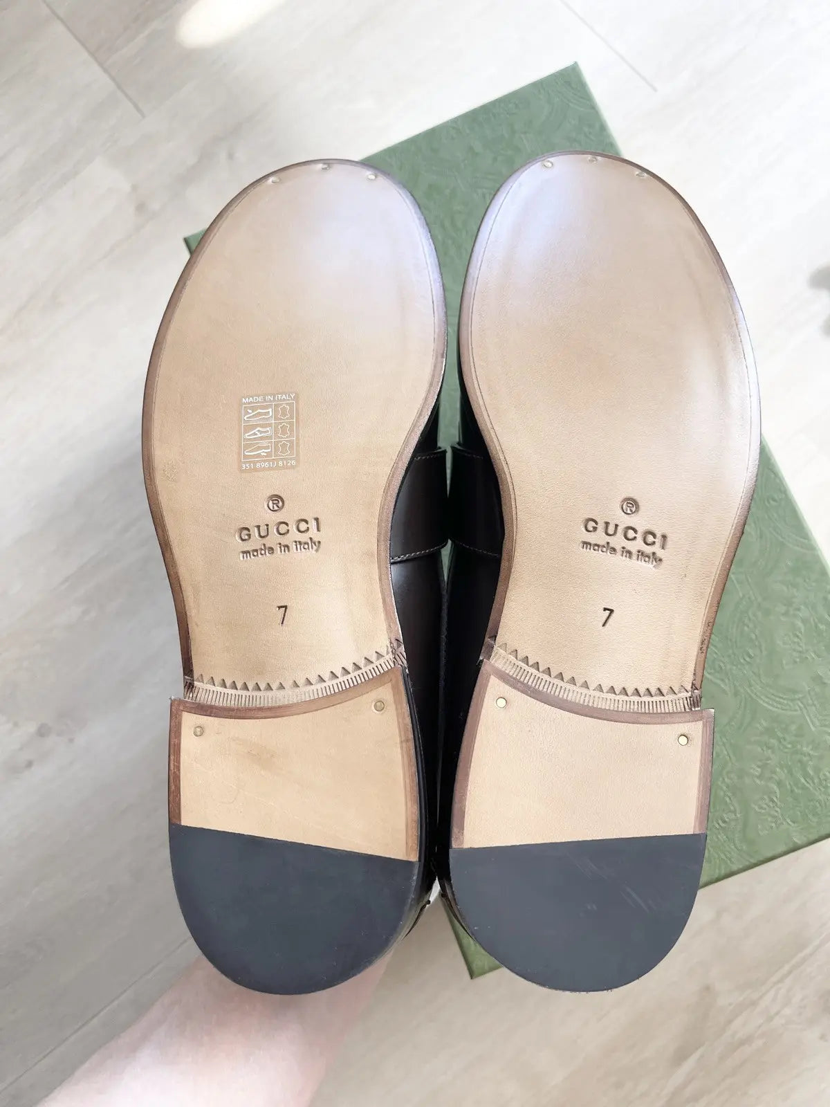 Gucci Logo Plague Leather Loafers