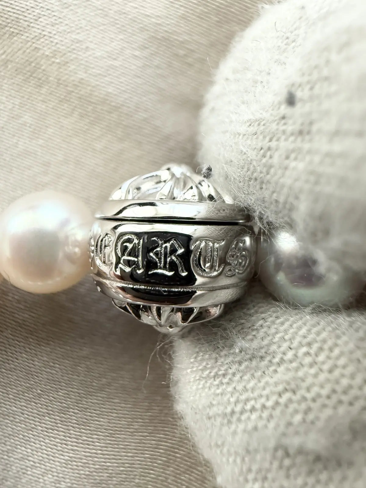 Chrome Hearts Mikimoto White Pearl Bracelet