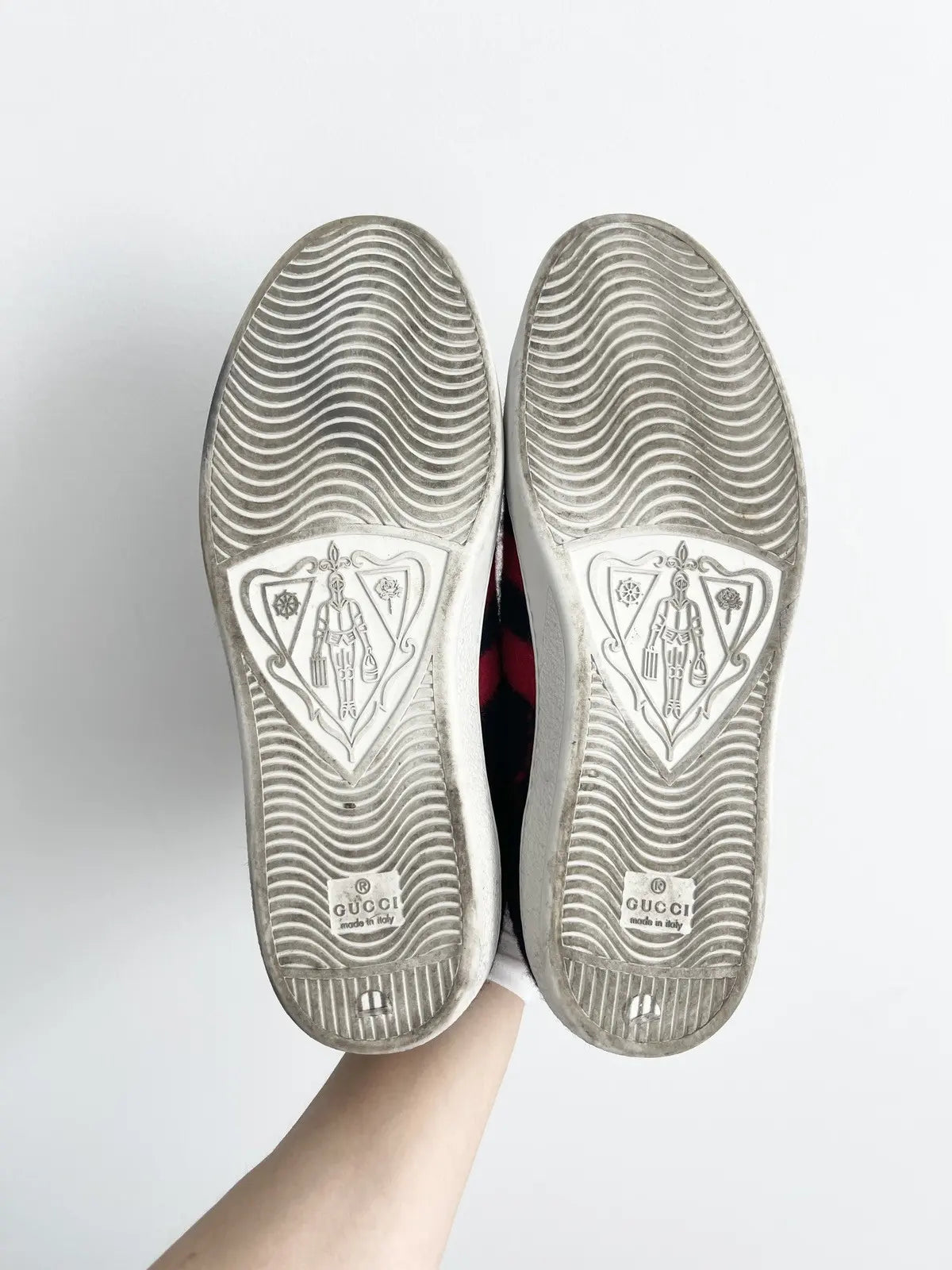 Gucci Ace GG Wool 'Black Red' Sneakers