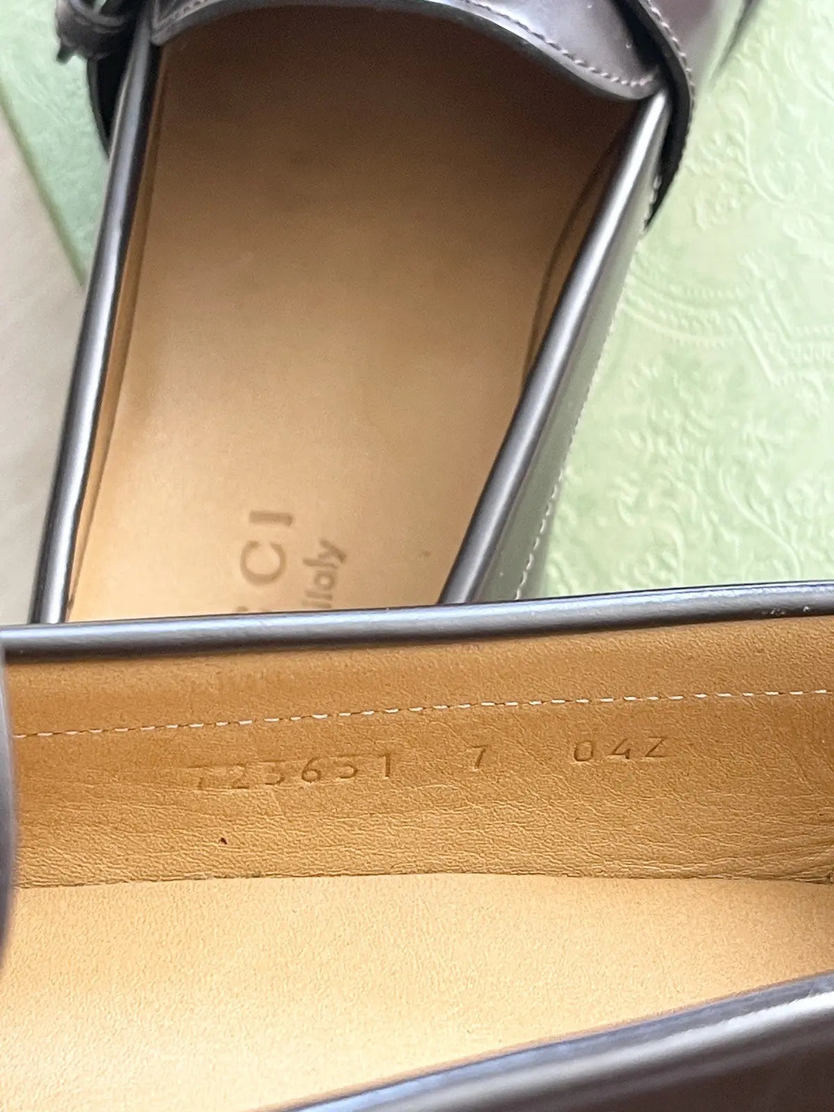 Gucci Logo Plague Leather Loafers