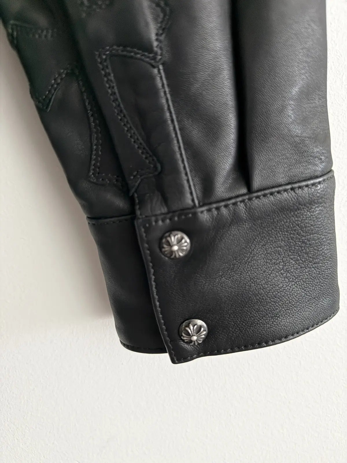 Chrome Hearts Work Dog Fleur Leather Flannel Shirt