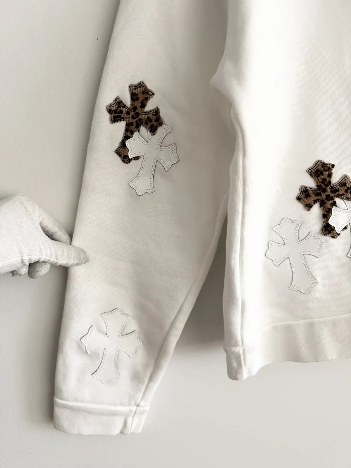 Chrome Hearts Leopard Patent Leather Patch Sweatshirt