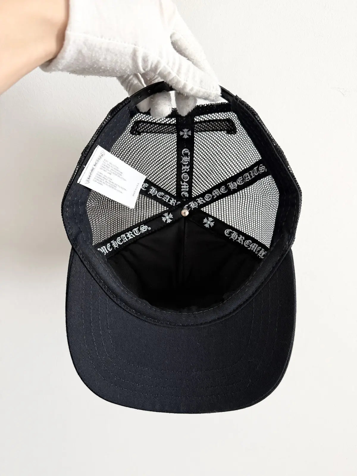 Chrome Hearts Triple Black Leather Patch Trucker Hat