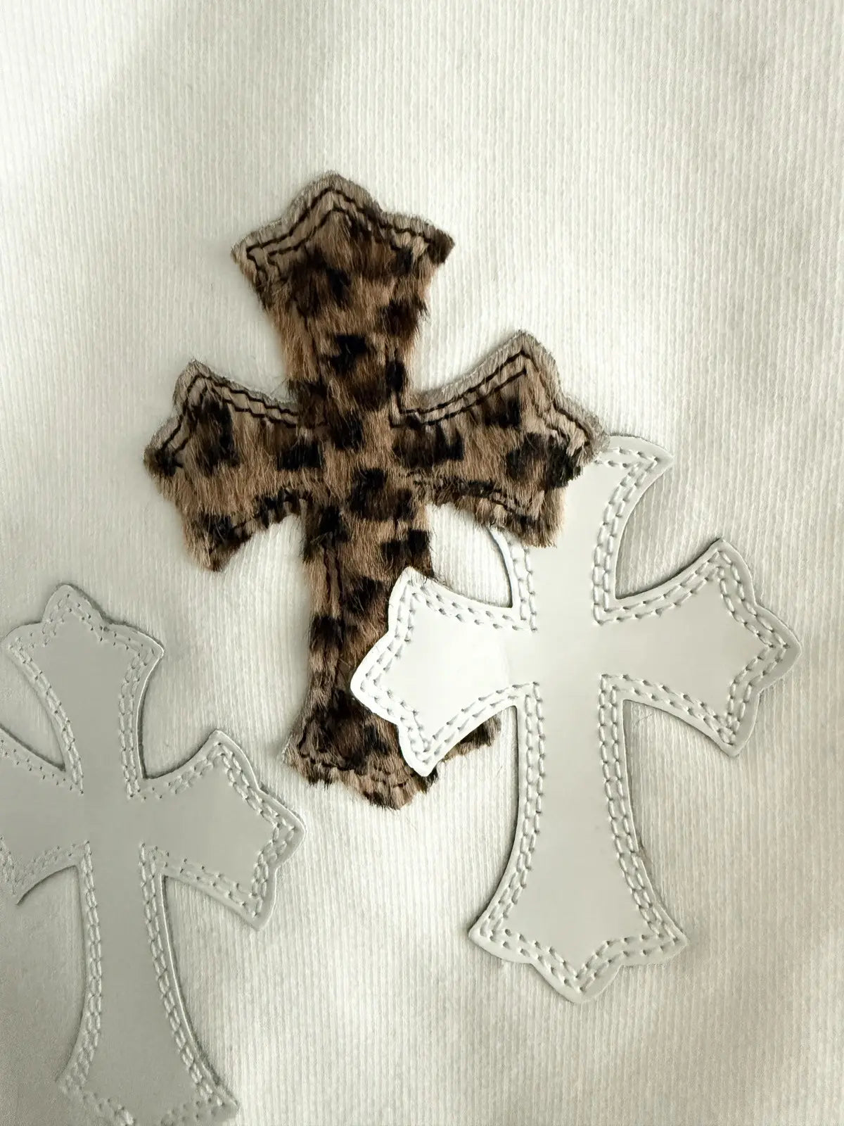 Chrome Hearts Leopard Patent Leather Patch Sweatshirt