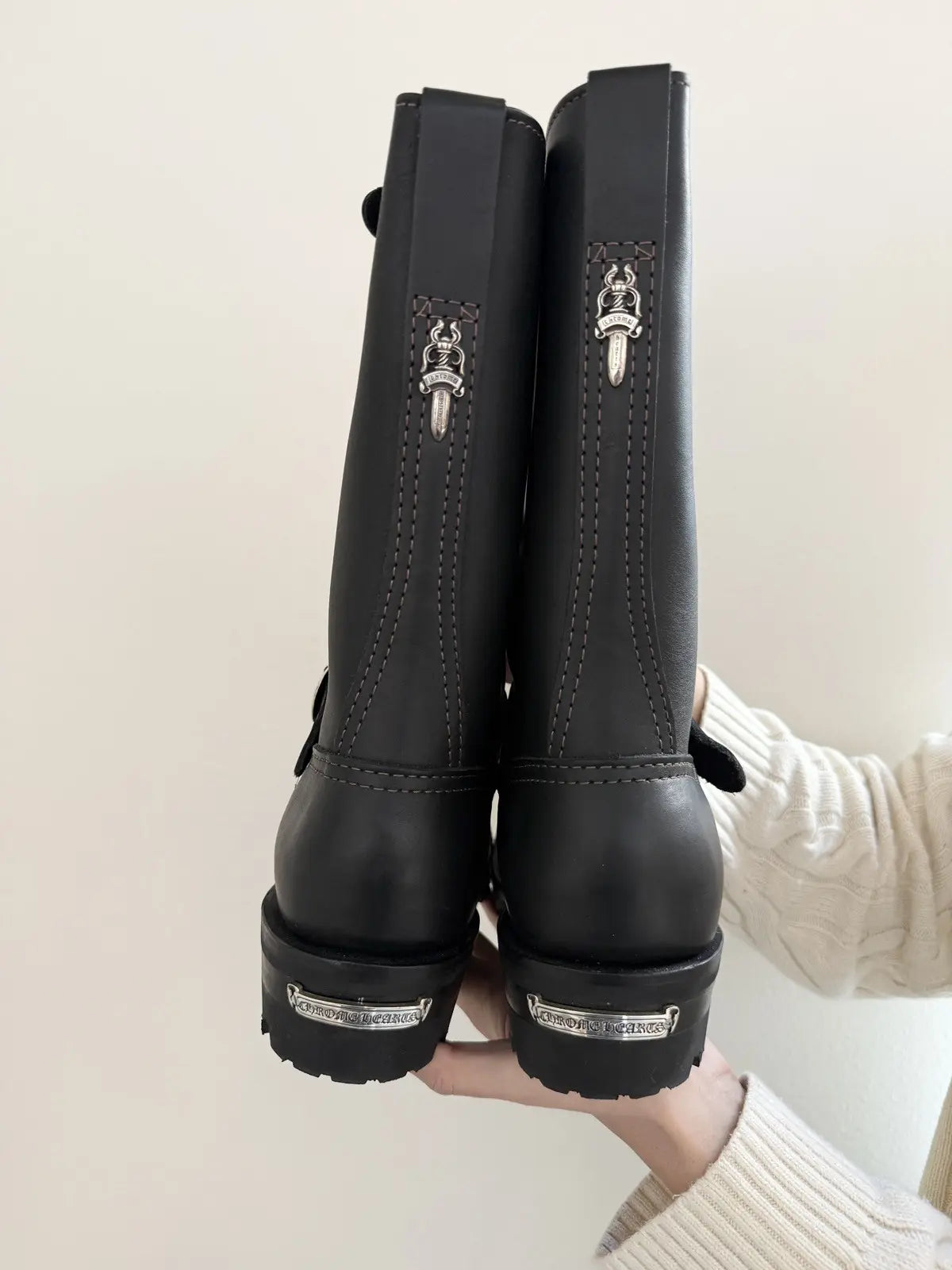 Brand New Chrome Hearts Wesco Leather Boots