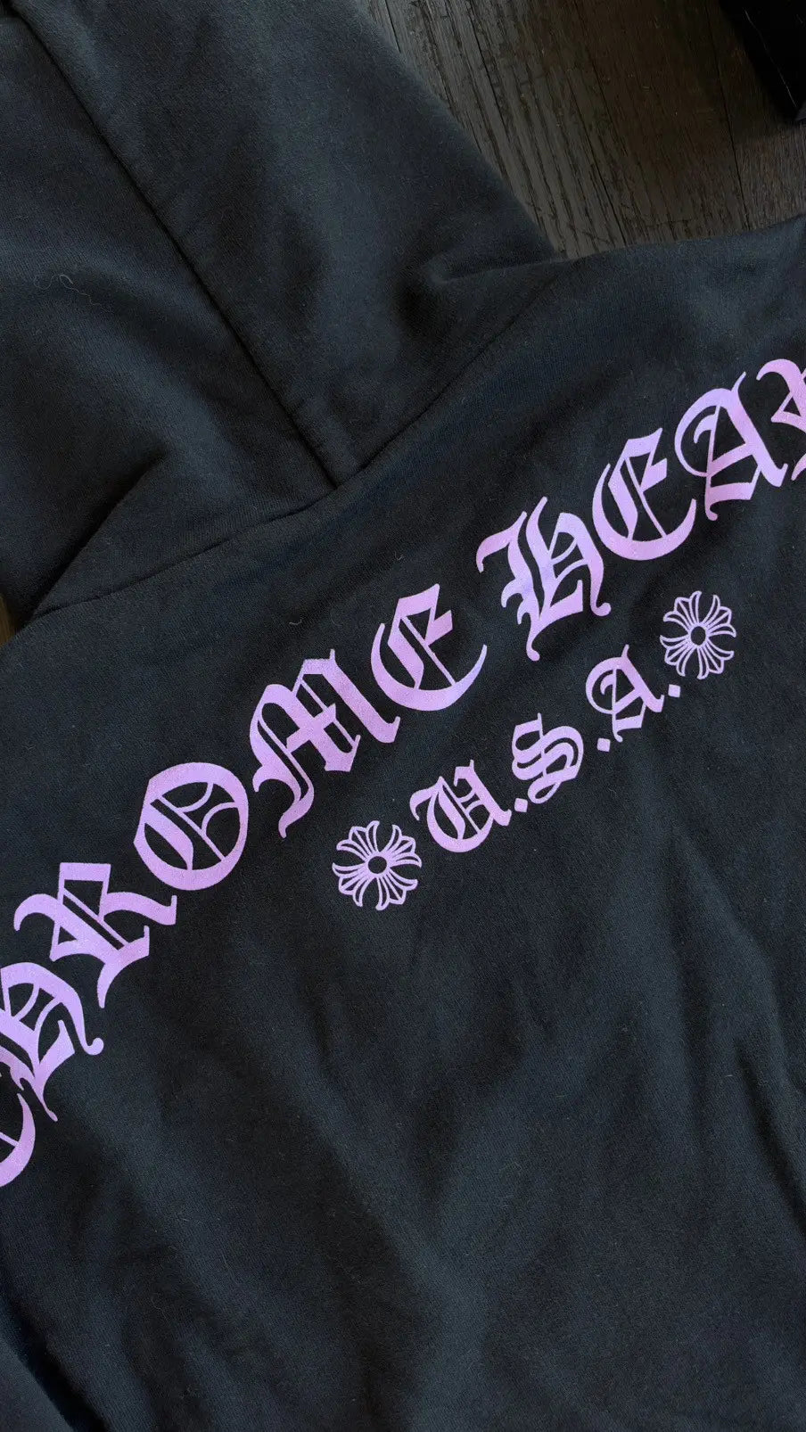 Chrome Hearts (F&F) Purple Glitter Floral Cross Hoodie Size L Chrome Hearts
