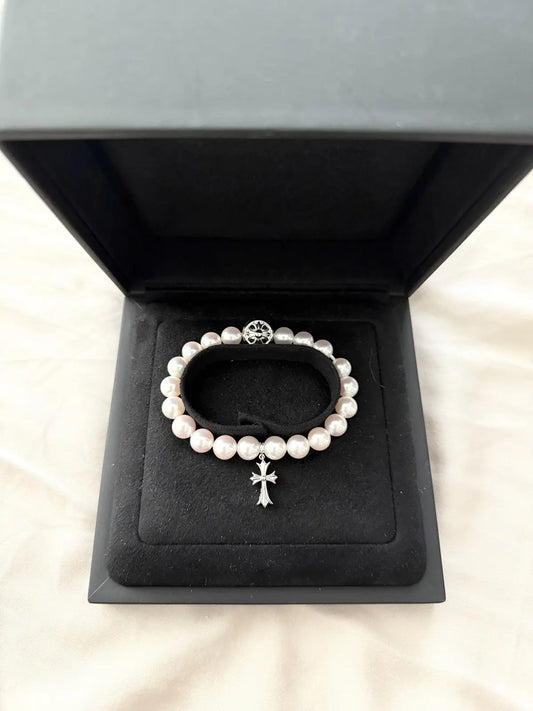 Chrome Hearts Mikimoto White Pearl Bracelet