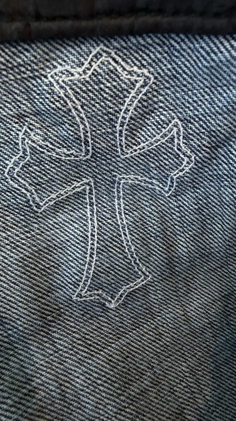 Chrome Hearts White Black Cross Patch Jean Shorts Chrome Hearts
