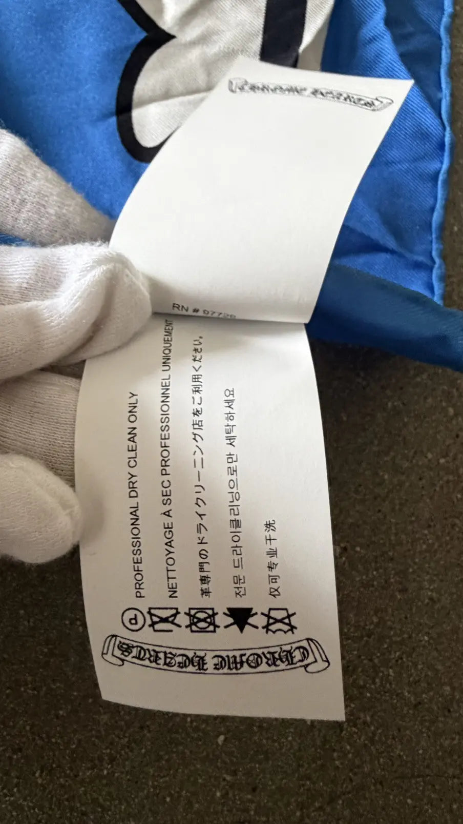 Chrome Hearts Blue and White Silk Graphic Scarf