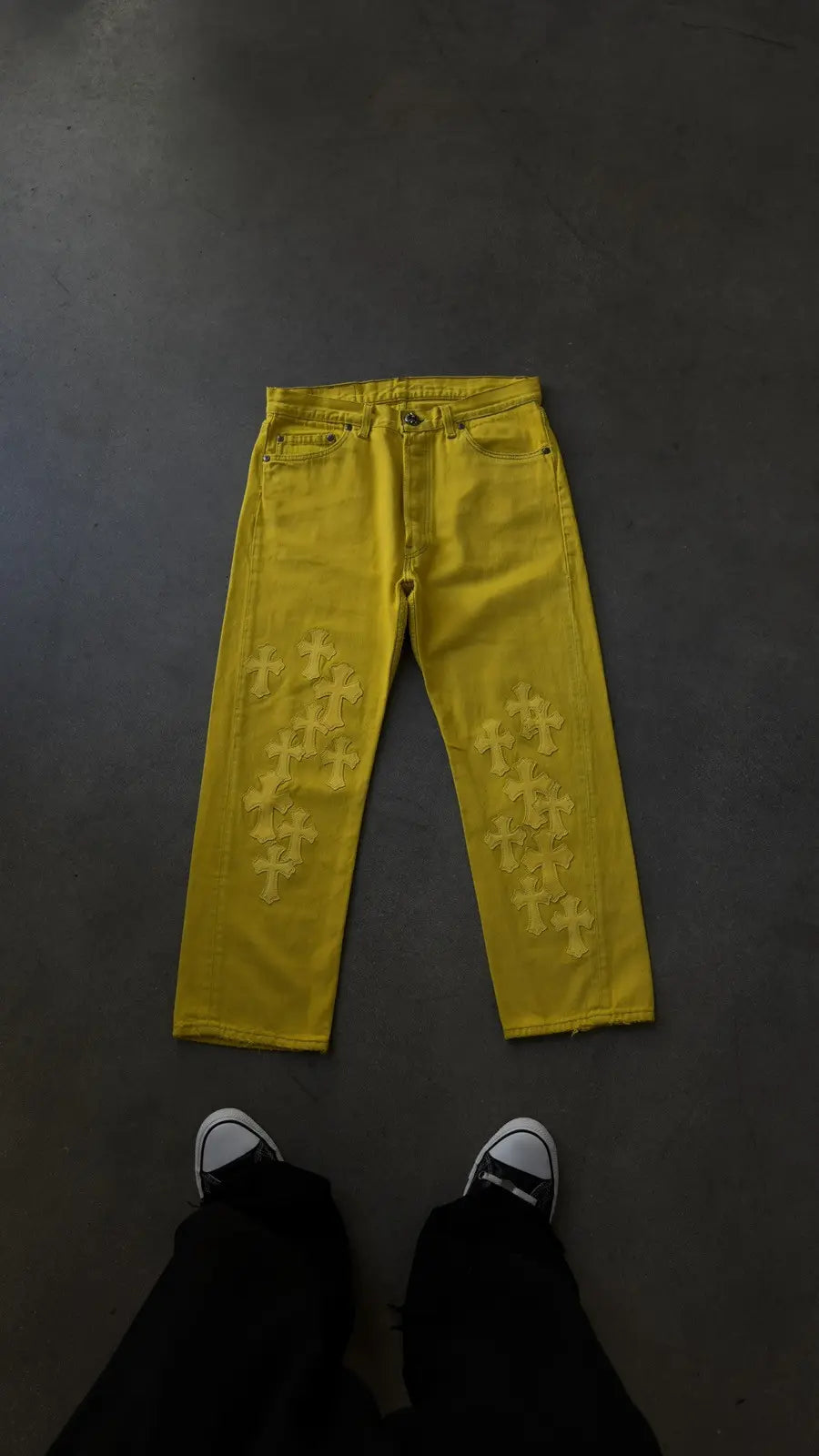 Chrome Hearts Yellow Cross Patches Levi’s Jeans