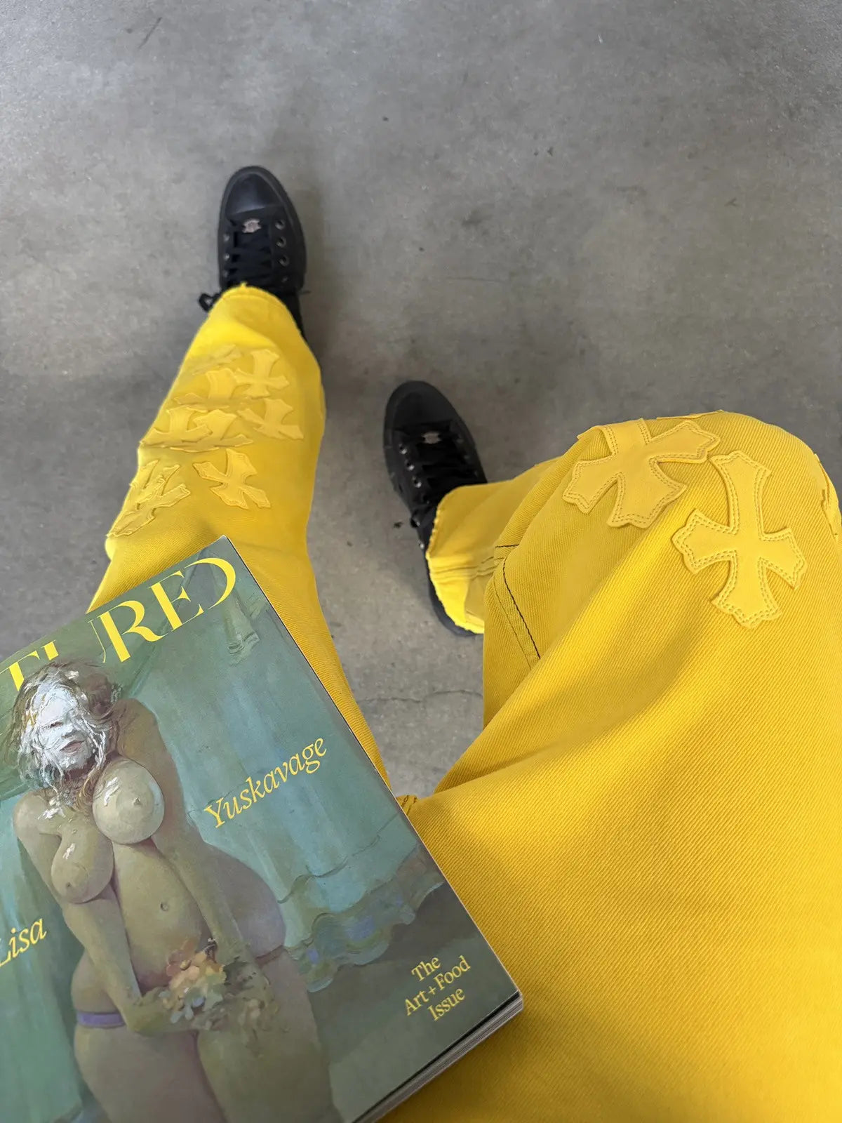 Chrome Hearts Yellow Cross Patches Levi’s Jeans