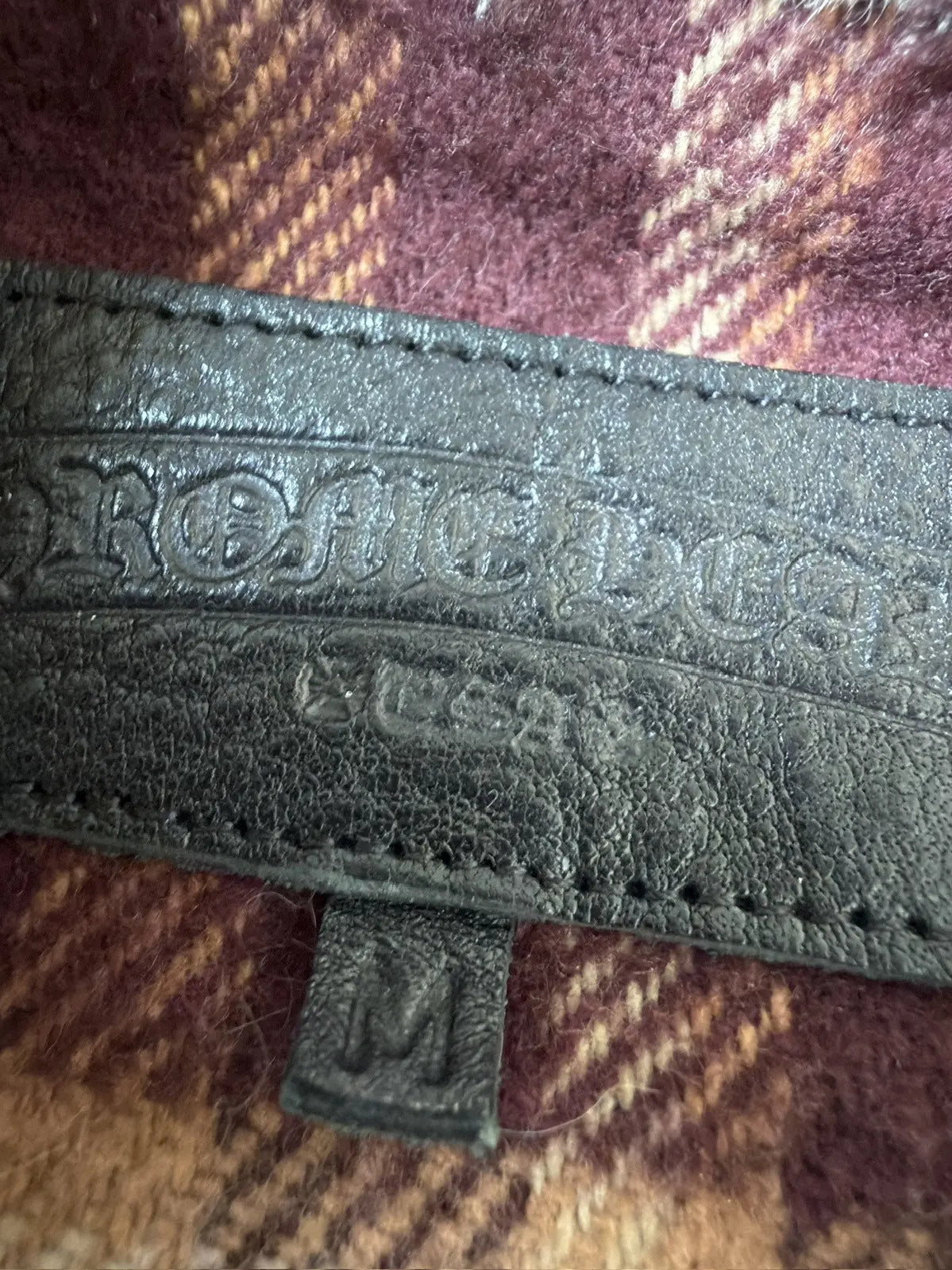 Chrome Hearts Plaid Flannel Jacket w Shearling Collar