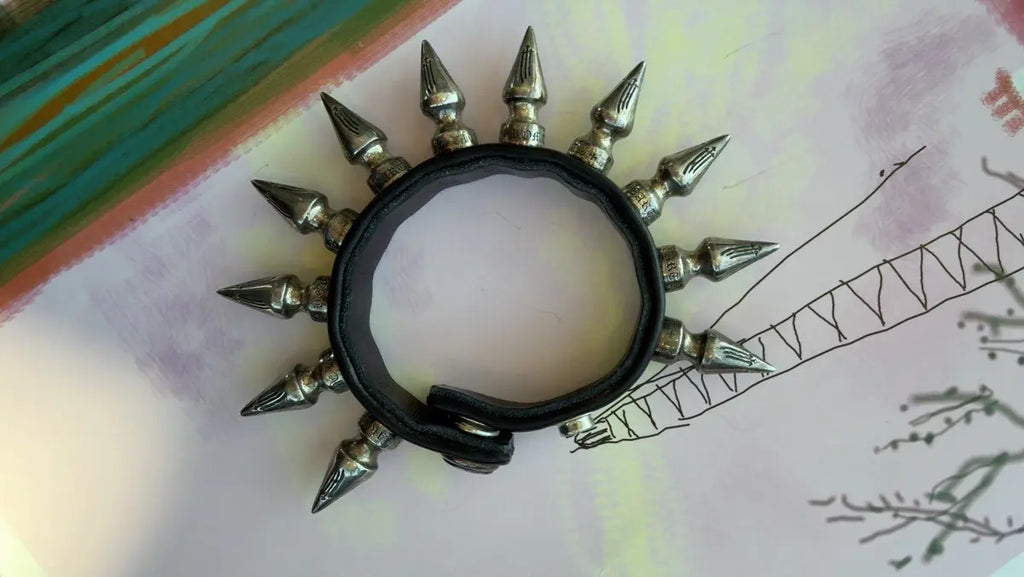 Chrome Hearts Punk Series Spike Leather Bracelet Chrome Hearts
