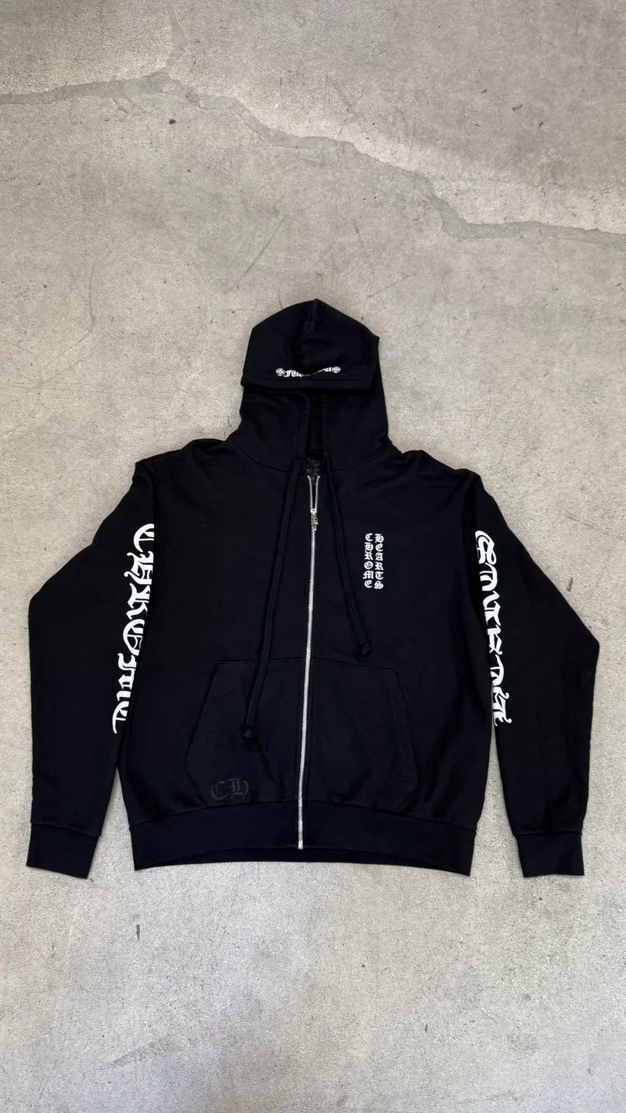Chrome Hearts Letters Sleeve Fleece Zip Up Hoodie