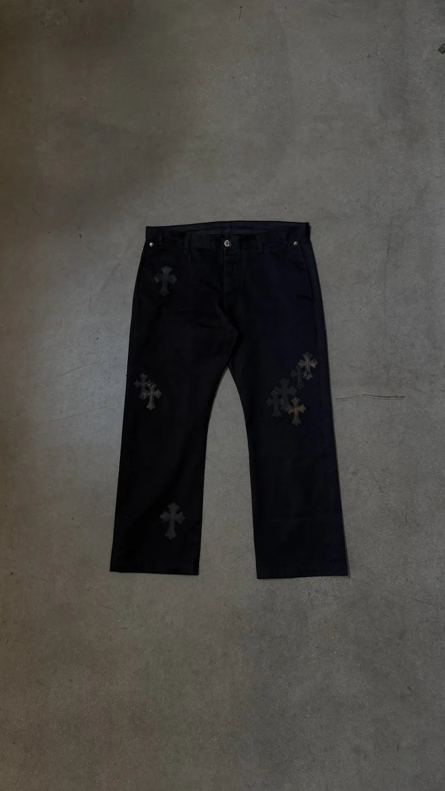 Chrome Hearts Chino Pants Black Camo Cross Patches