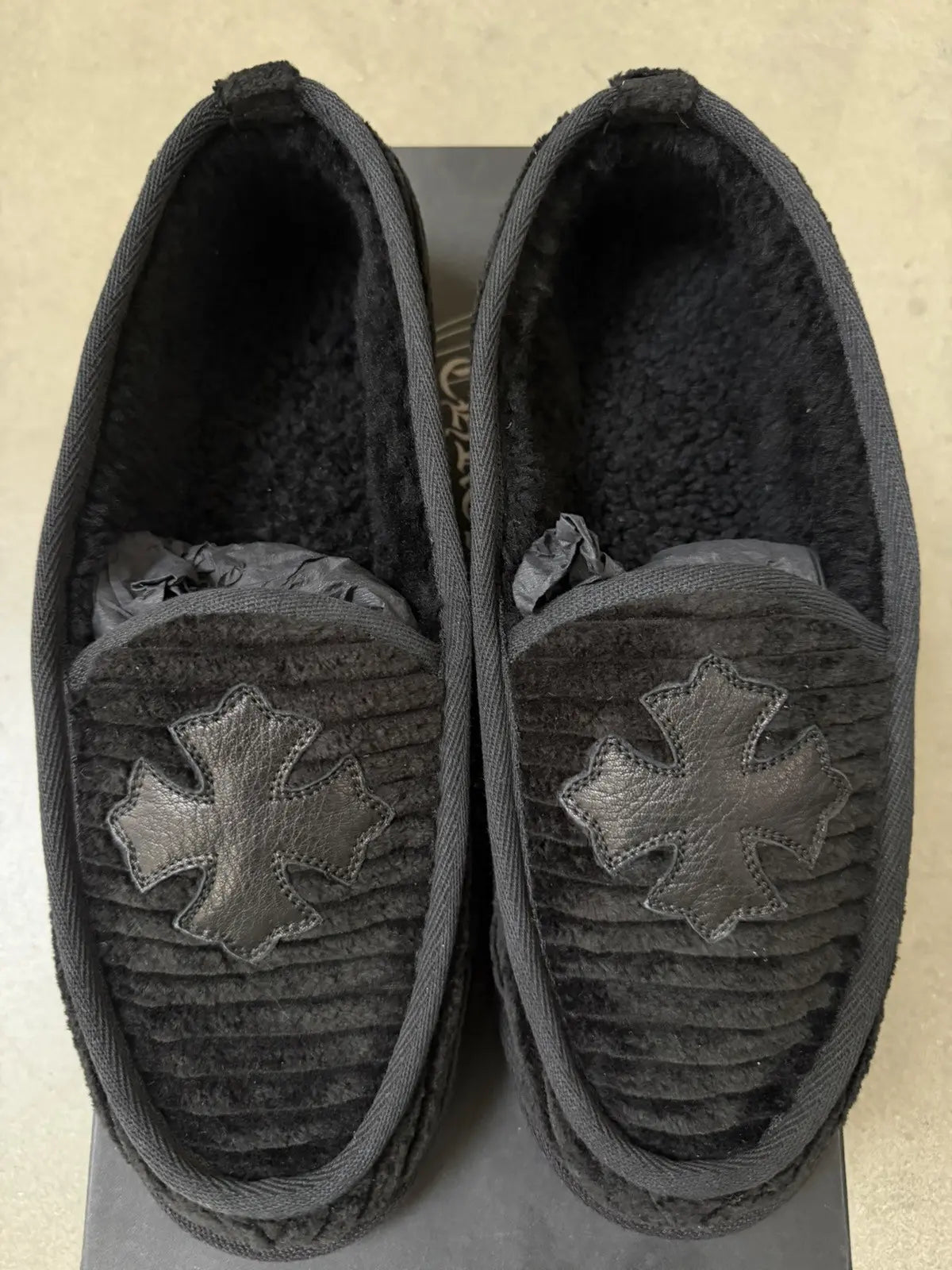 Chrome Hearts Black Plus Patch Slippers