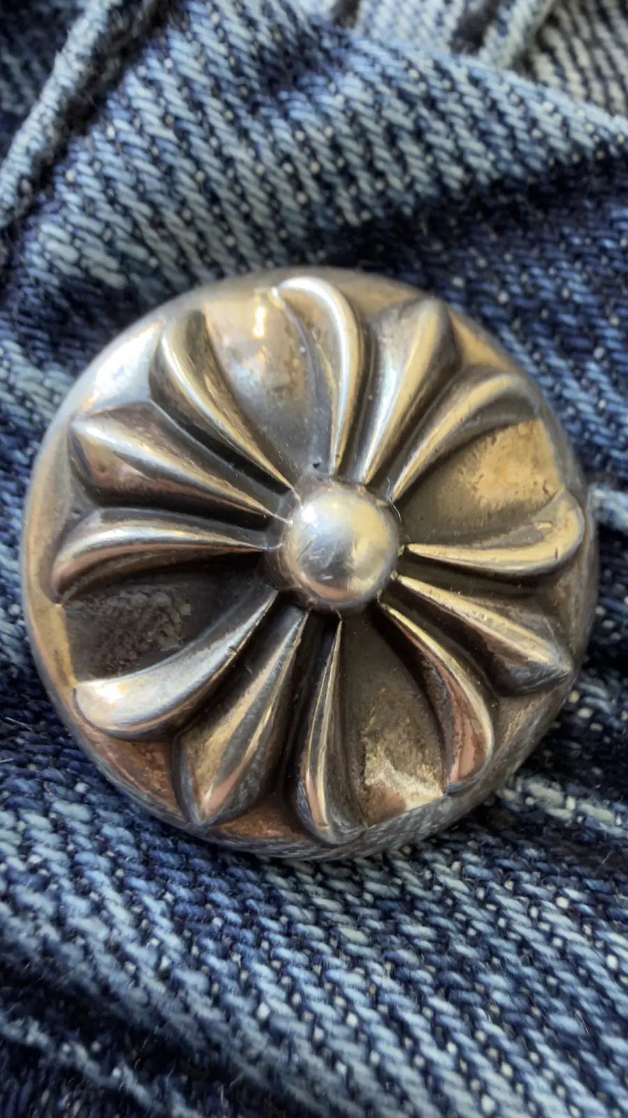 Chrome Hearts Black White Brown Patch FleurKnee Jeans