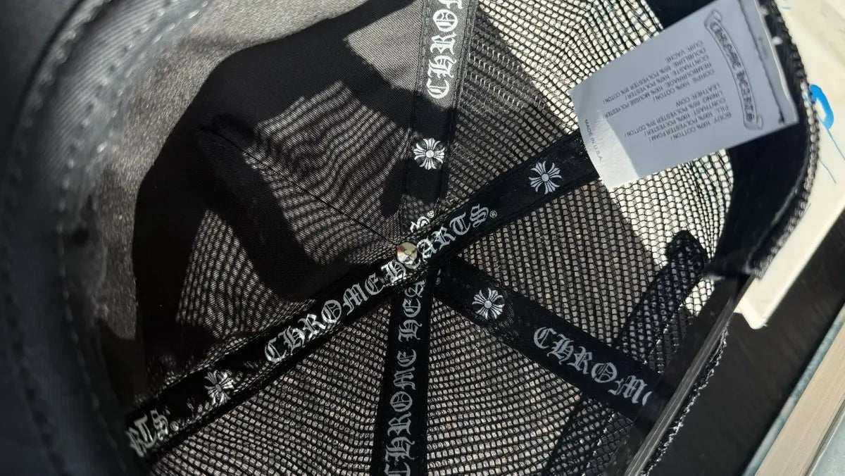 Chrome Hearts Triple Cross Fur Patch Cemetery Trucker Hat Chrome Hearts