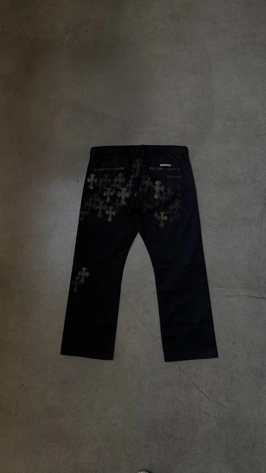 Chrome Hearts Chino Pants Black Camo Cross Patches