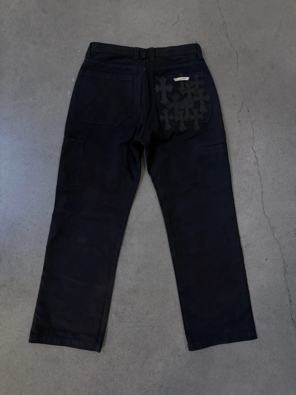 Chrome Hearts Cemetery Cross Leather Patch Cargo Pants
