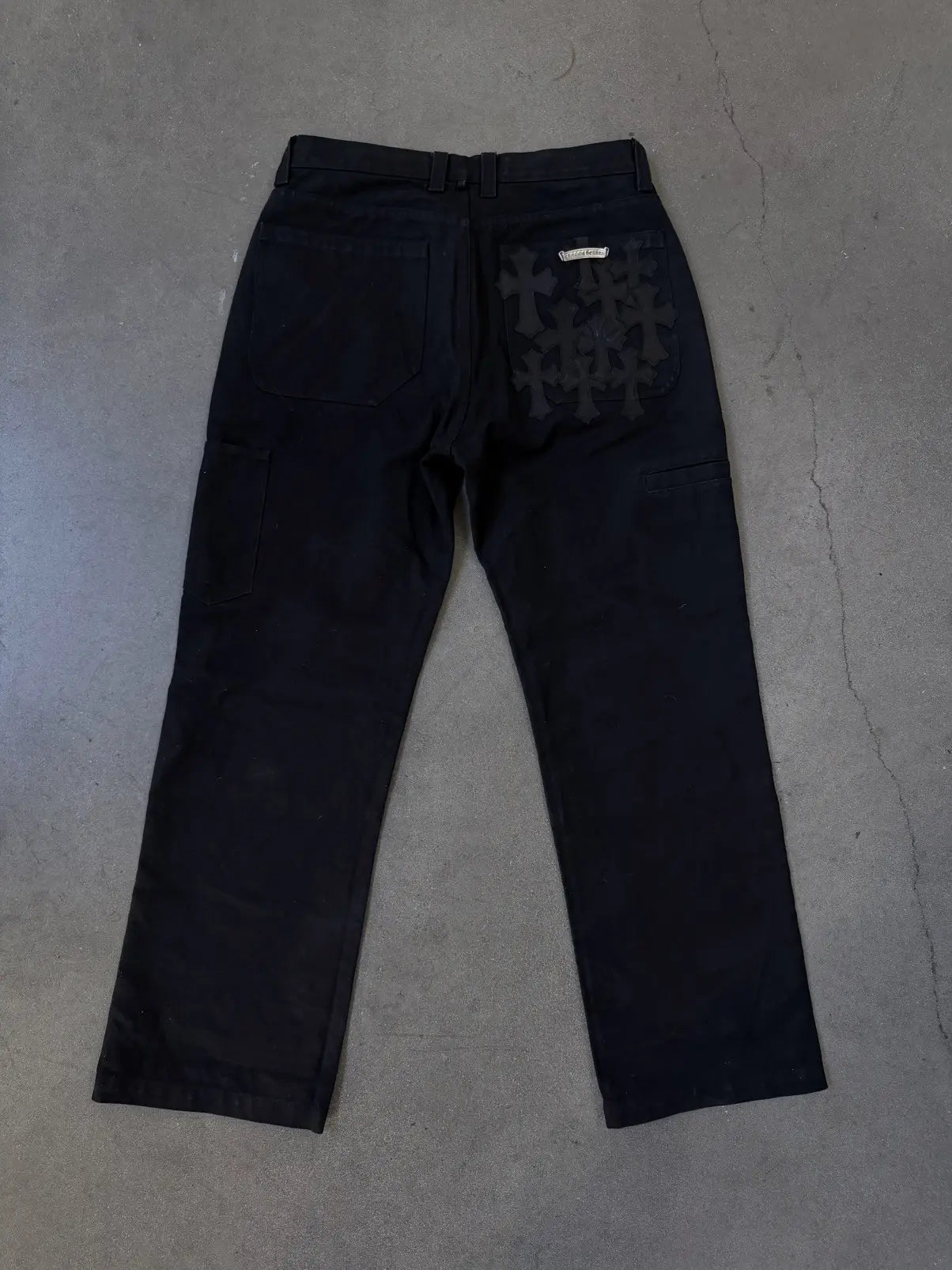 Chrome Hearts Cemetery Cross Leather Patch Cargo Pants