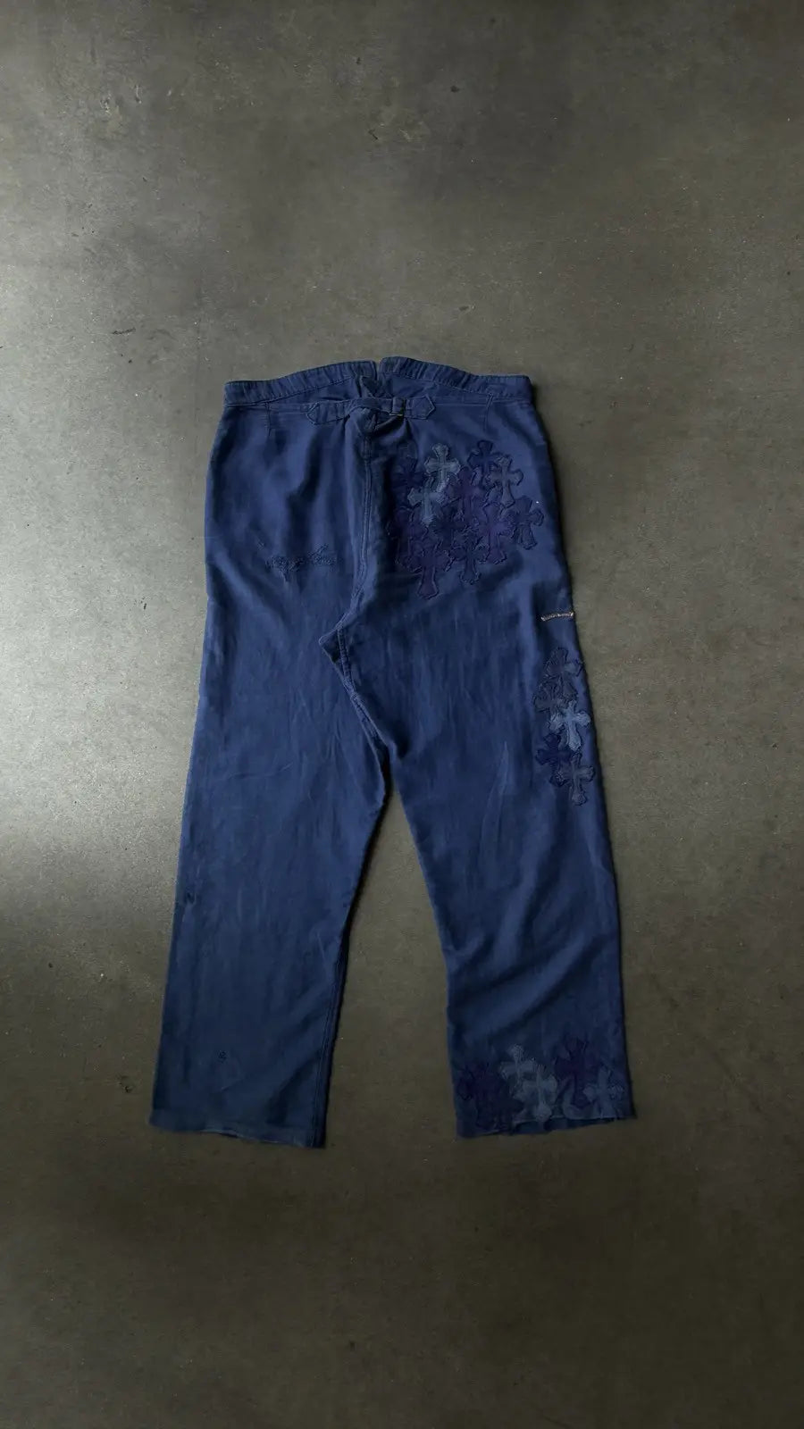 Chrome Hearts Blue Cross Patch French Work Pants