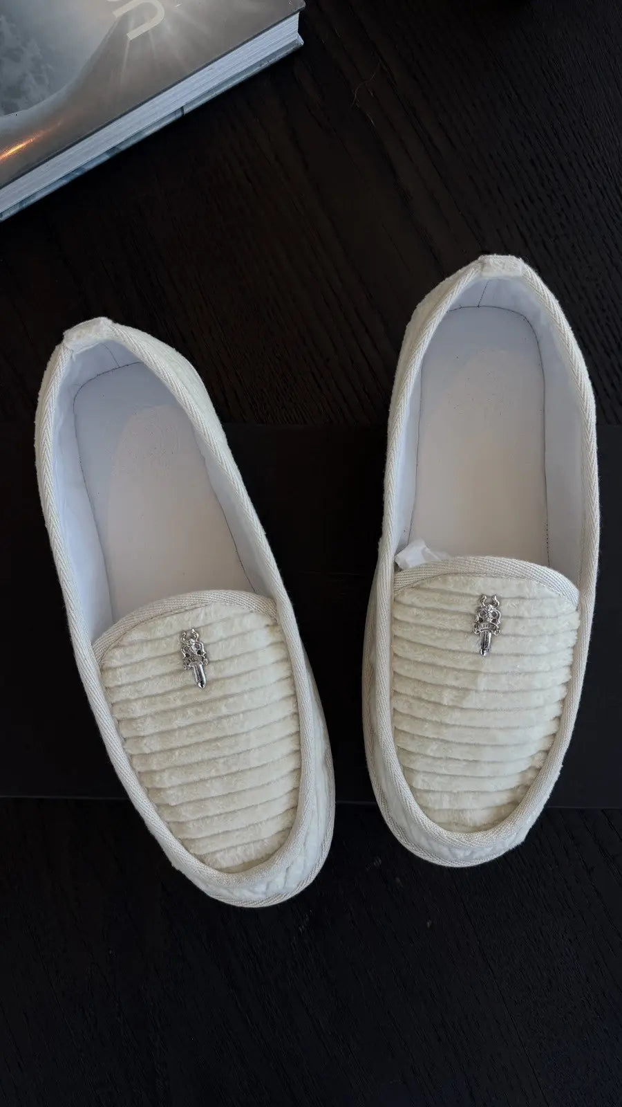 Chrome Hearts White Dagger Corduroy Loafers Chrome Hearts