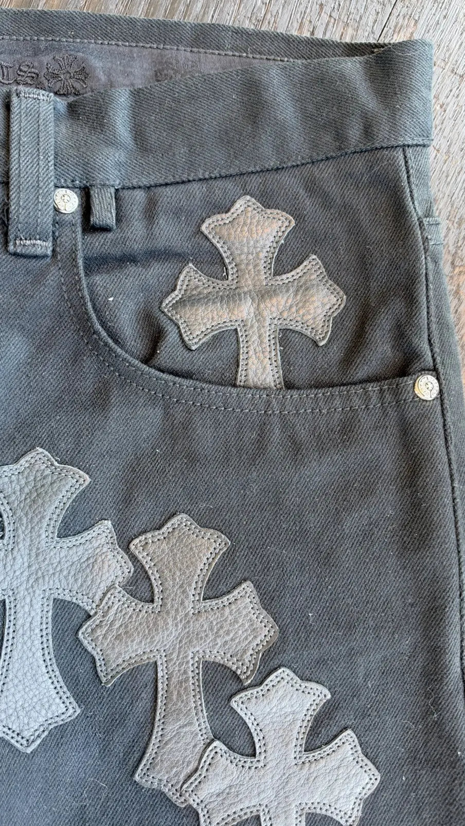 Chrome Hearts Cross Patch Jorts Vibe Cropped Denim Jeans Size 34 Chrome Hearts