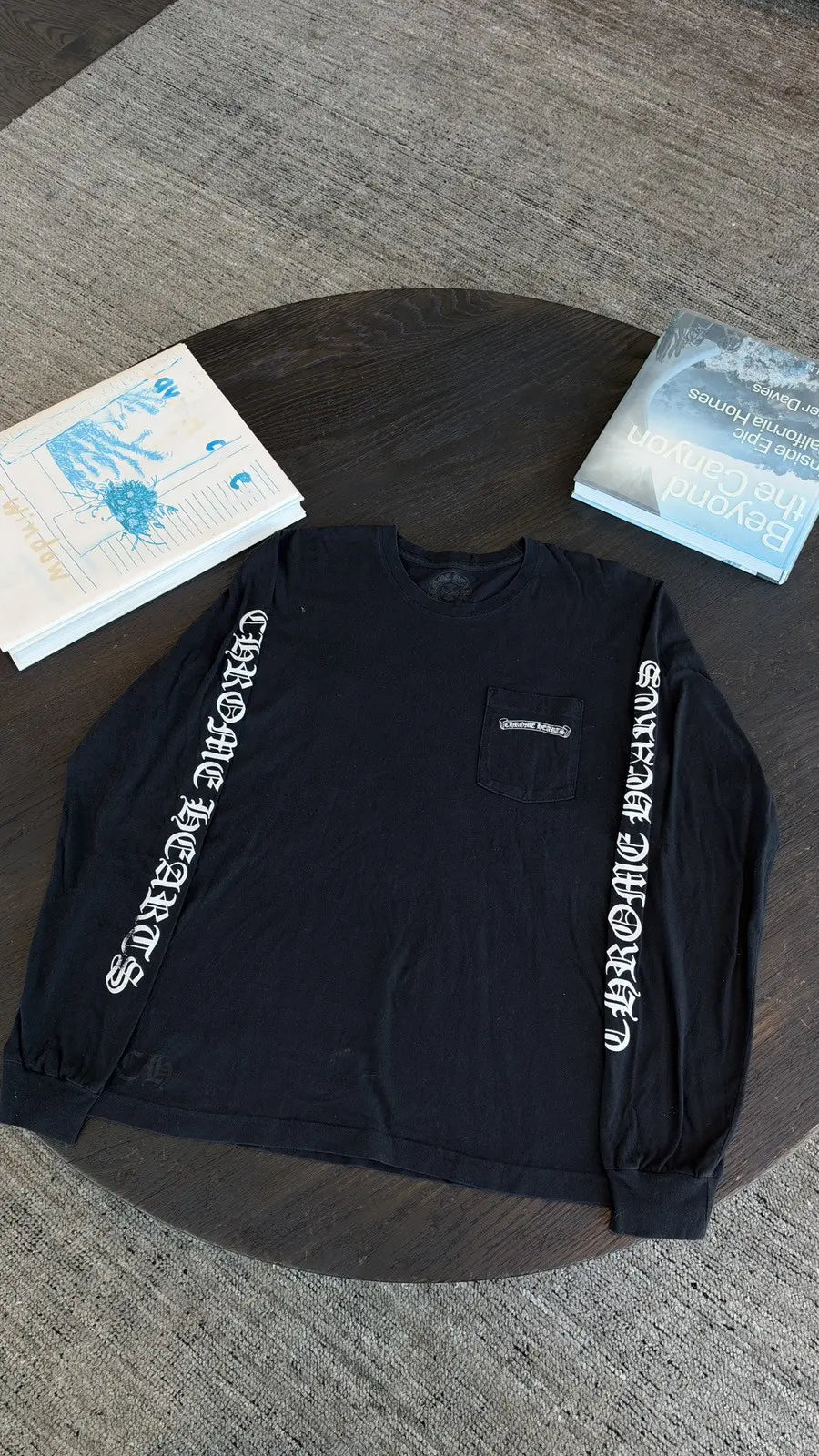 Chrome Hearts Black Scroll Logo Long Sleeve T-Shirt Size L Chrome Hearts