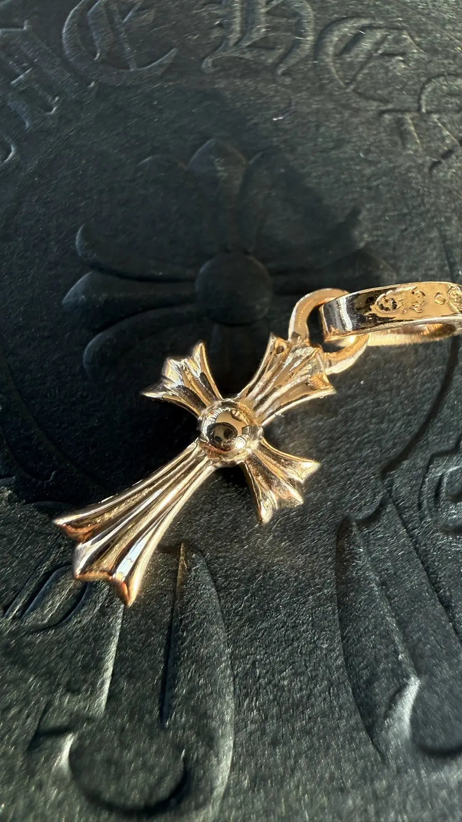 Chrome Hearts 22K Gold Ruby Tiny Cross Charm Pendant Chrome Hearts