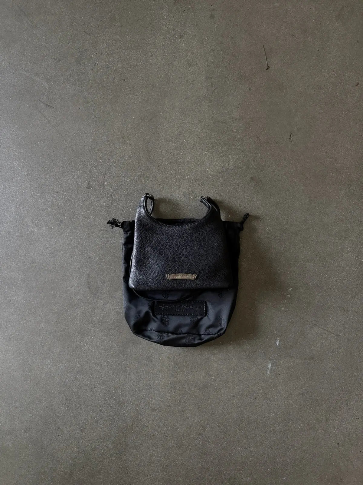 Chrome Hearts Black Leather Viv Bag