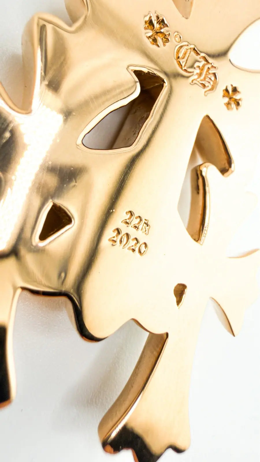 Chrome Hearts 22K Gold Emerald Triple Cross Pendant Chrome Hearts