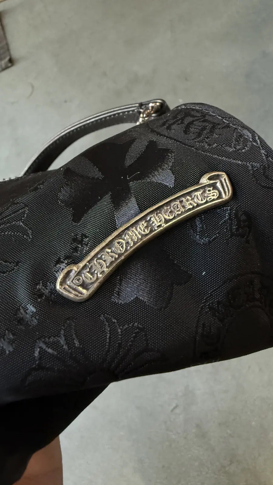 Chrome Hearts Grinds Motif Nylon Bag Black
