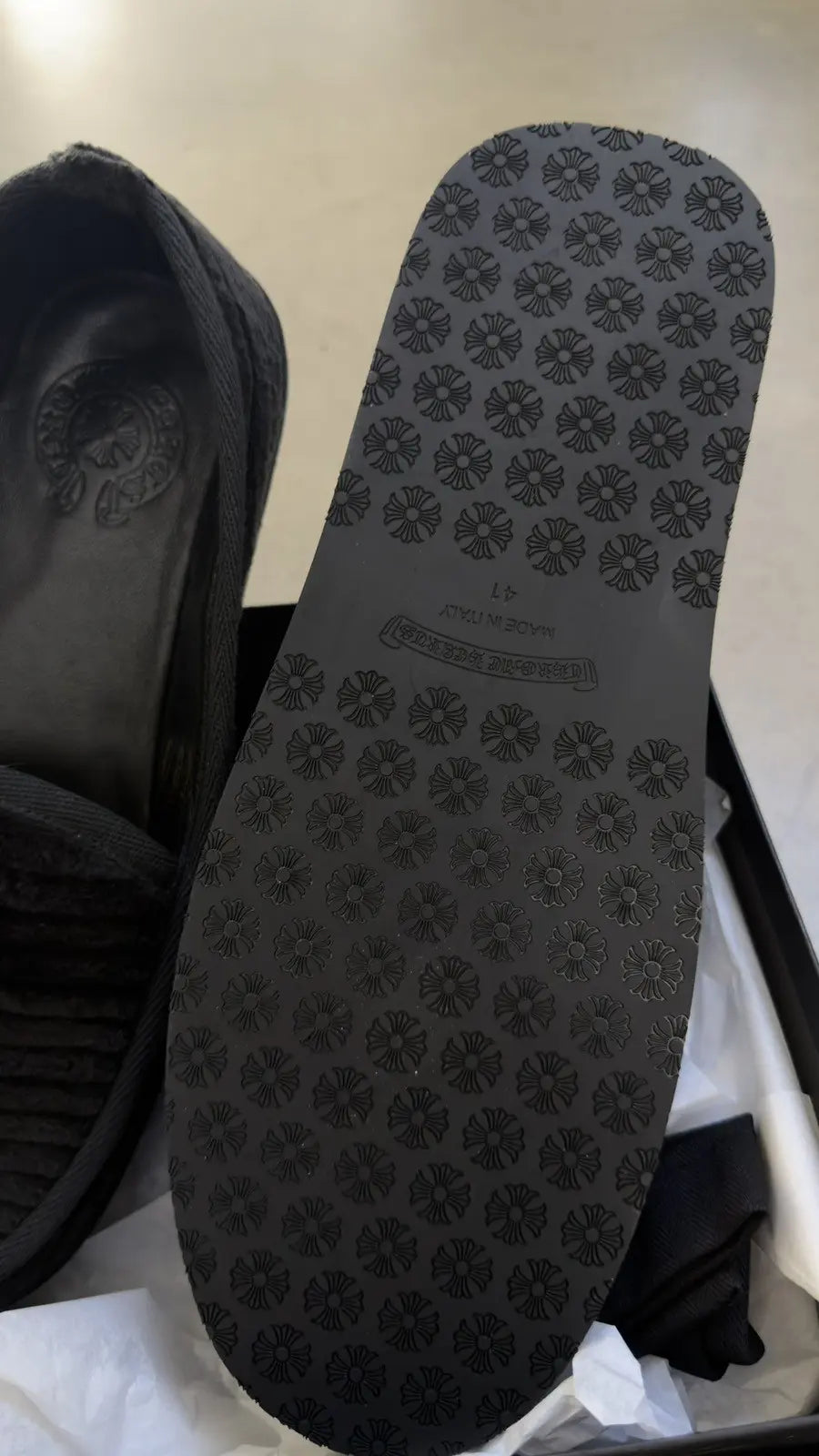Chrome Hearts Black Corduroy Dagger Slippers