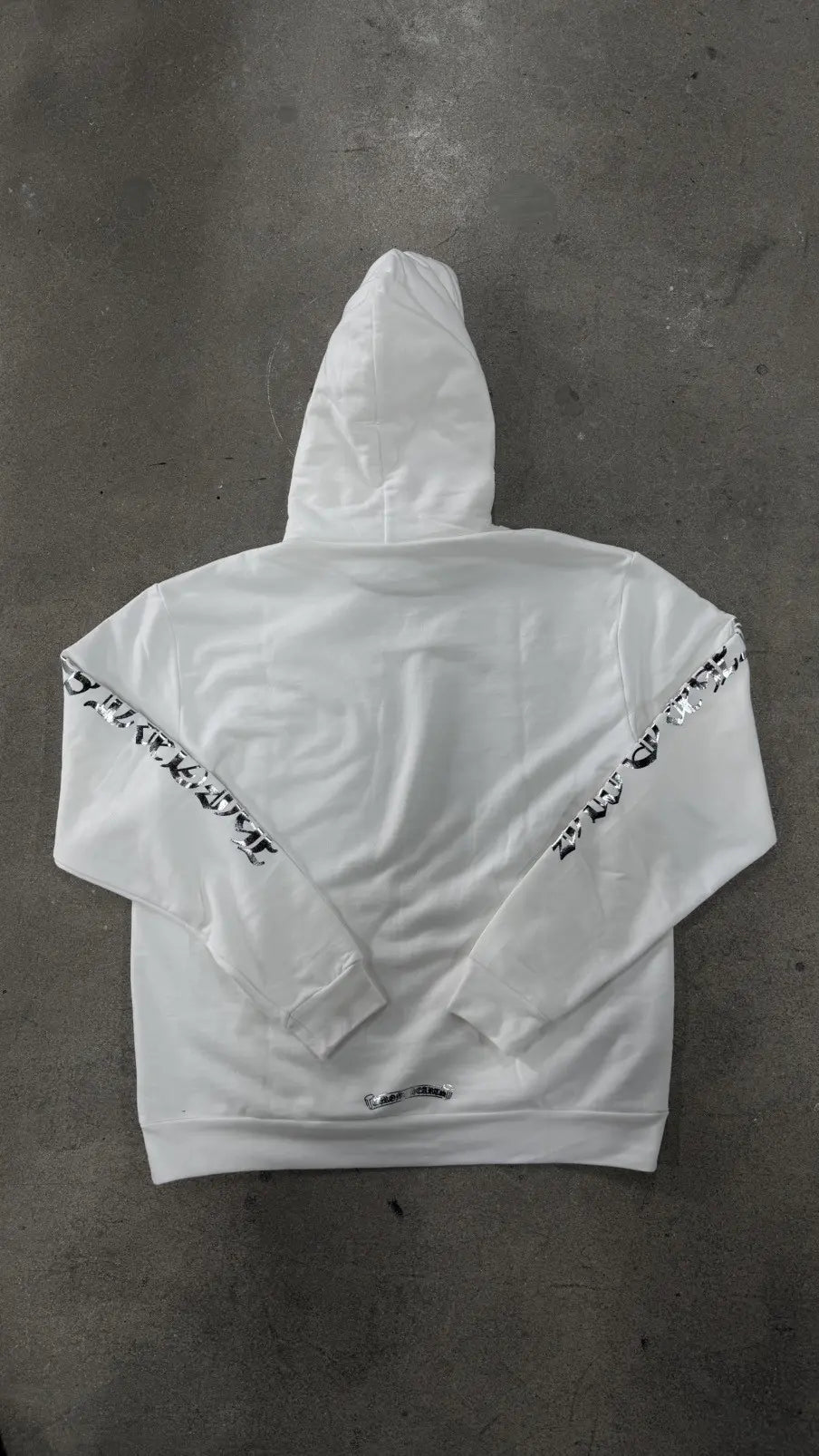 Chrome Hearts White Foil Hoodie Silver Scroll Script