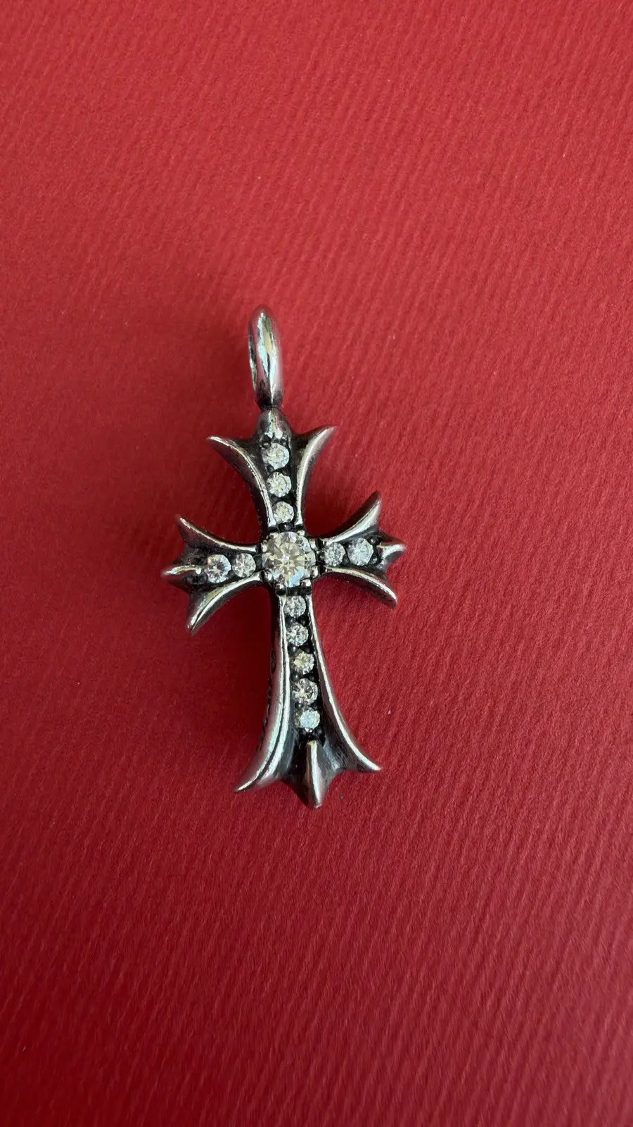 Chrome Hearts Tiny CH Cross Pave Diamond Pendant Chrome Hearts