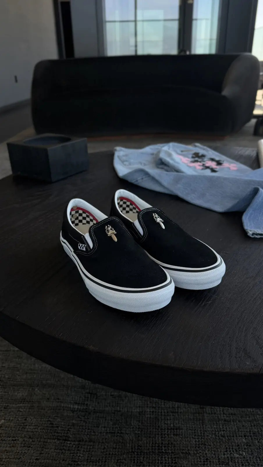 Chrome Hearts Vans Dagger Embellished Slip On Sneakers Chrome Hearts
