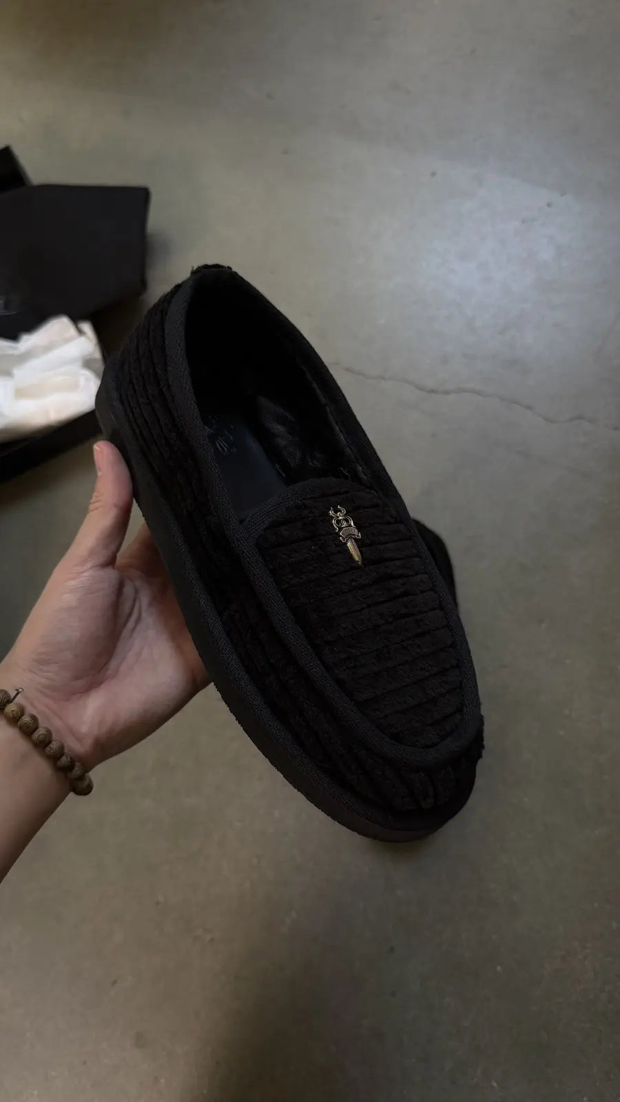 Chrome Hearts Loafers Corduroy Dagger Black
