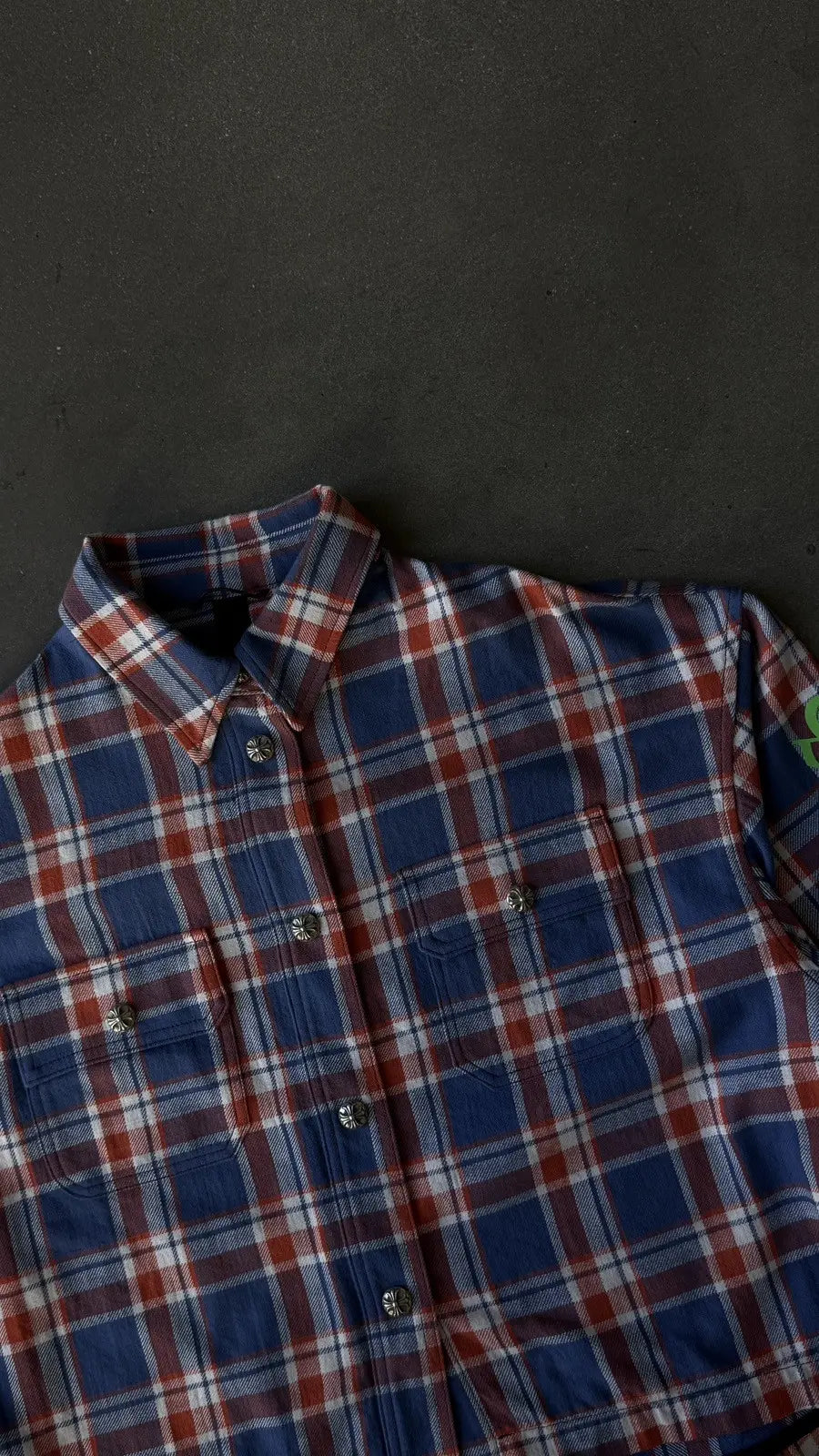 Chrome Hearts Plaid Cropped Cargo Flannel Shirt