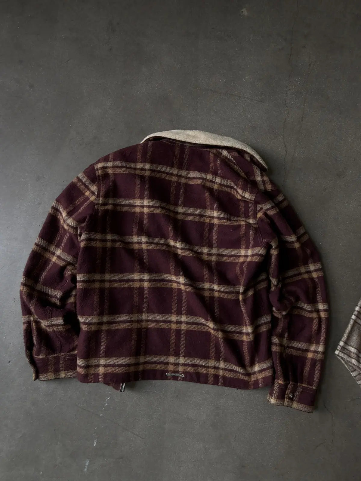 Chrome Hearts Plaid Flannel Jacket w Shearling Collar